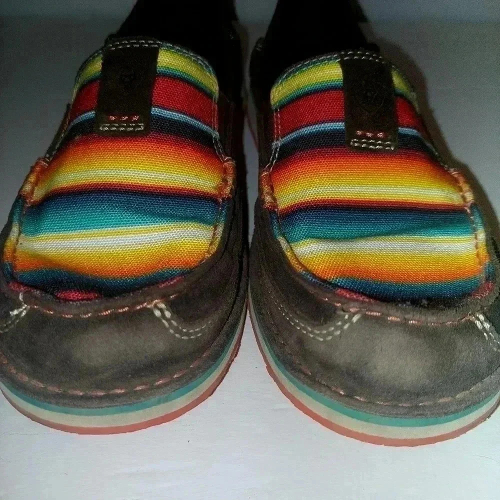 Ariat Womens Serape Cruiser Loafer Shoes Brown Suede Slip On Stripe Aztec 9 B - Picture 8 of 9